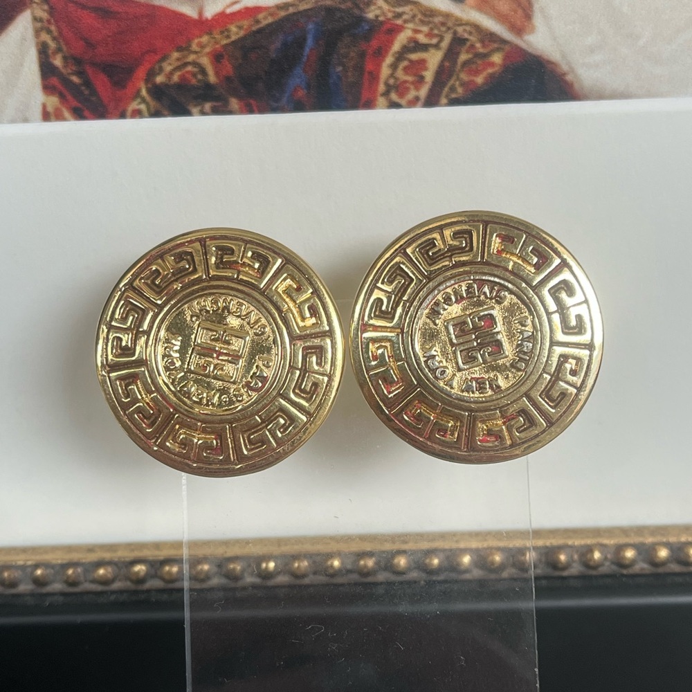 GIVENCHY Vintage Logo Coin Earrings